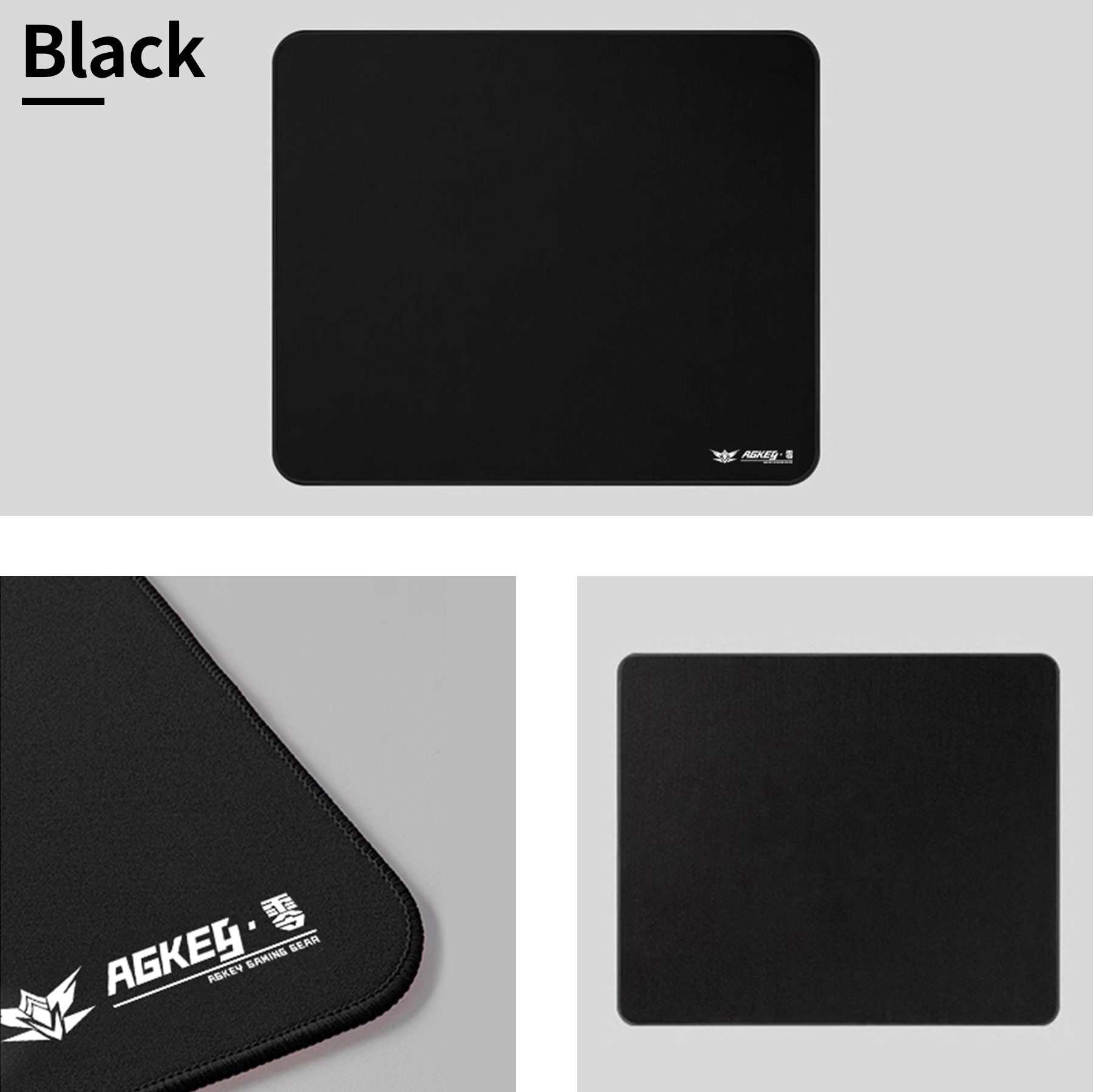 AGKey Zero black gaming mouse pad with white AGKey logo and stitched edge.